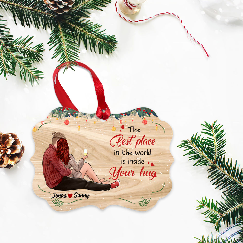 Personalized Ornament - The Best Place In The World Is Inside Your Hug_3
