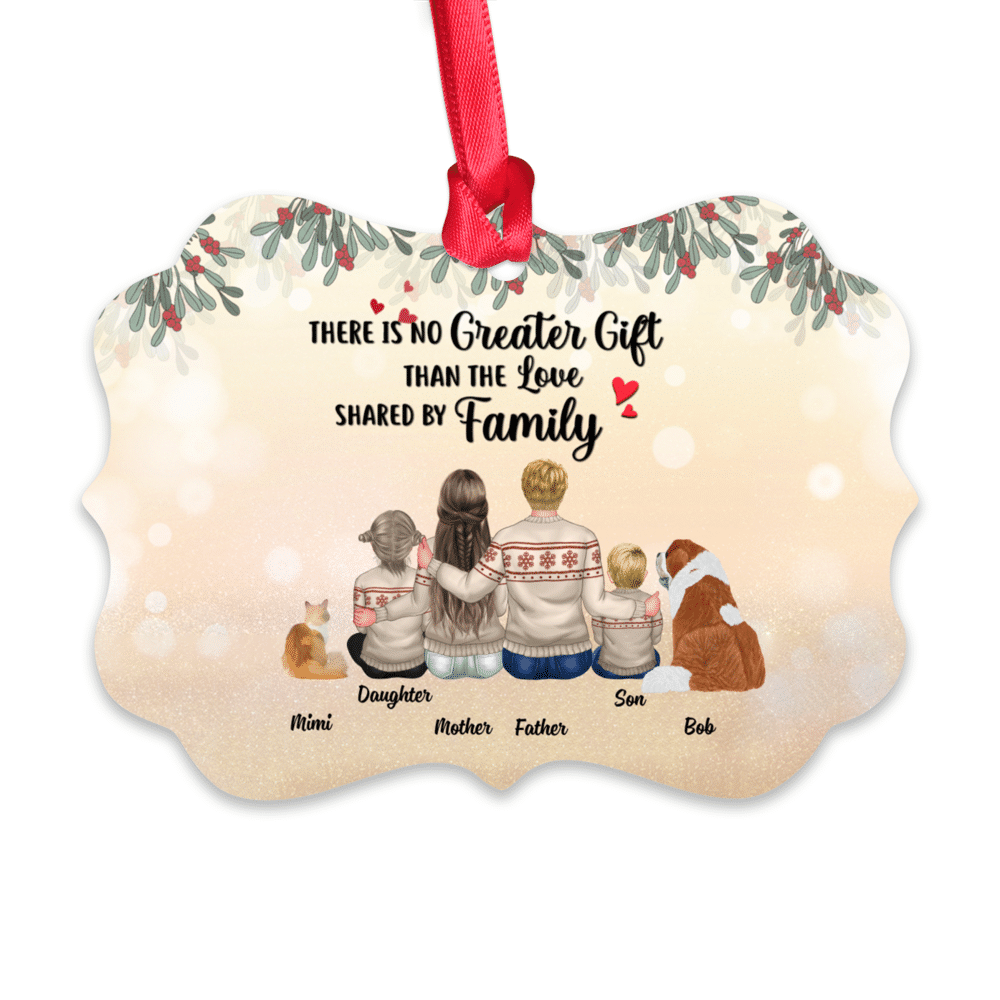 Personalized Ornament - Young family with pets - There is no greater gift than love shared by a family_1