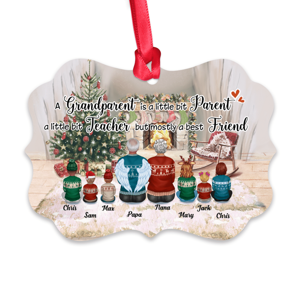 Personalized Ornament - Family Christmas - A grandparent is a little bit parent A little bit teacher but mostly a best friend_1