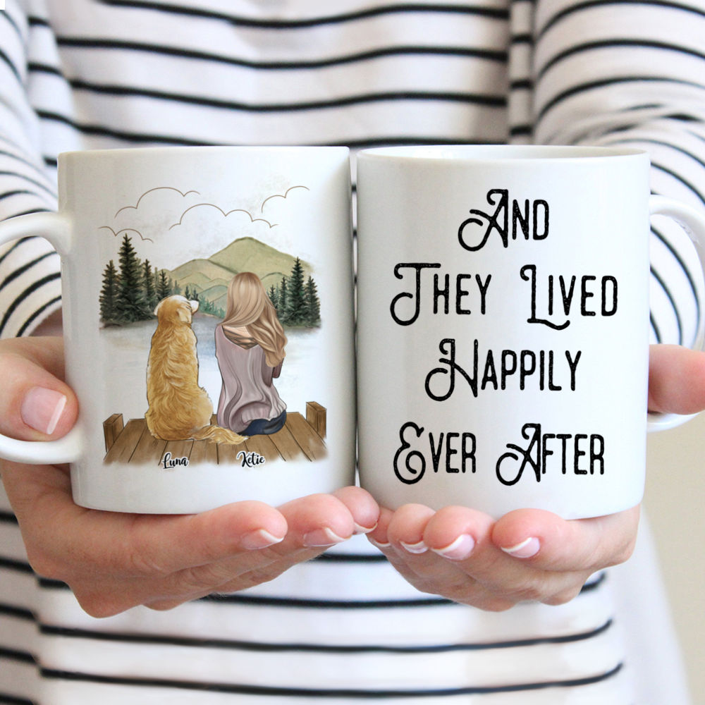 Personalized Mug - Girl and Dogs - And they lived happily ever after.