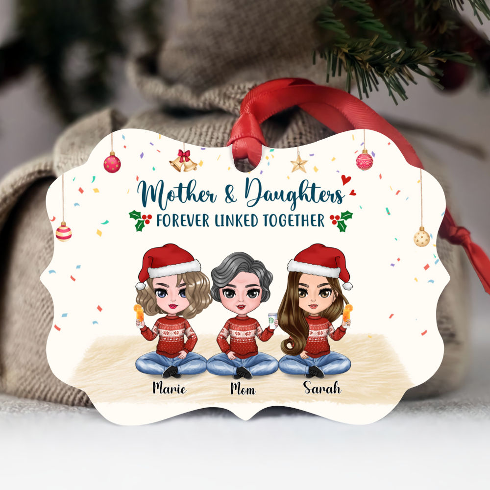 Personalized Ornament - Mother and Daughter  - Xmas Ornament - Forever Linked Together