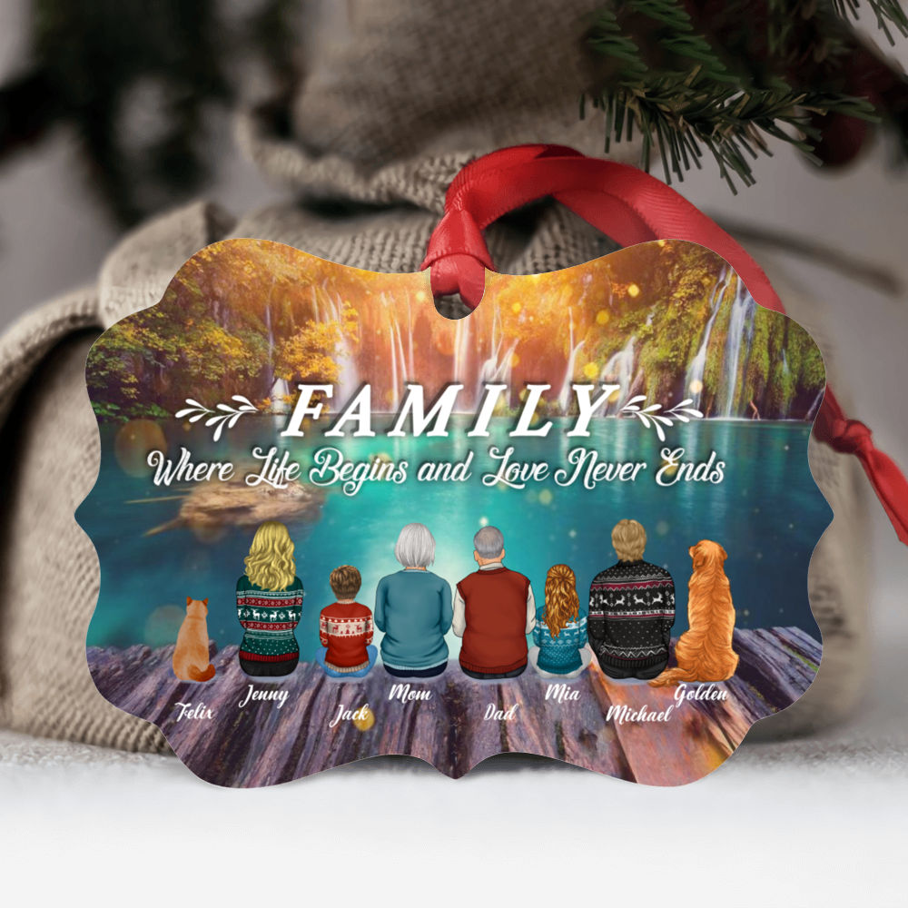 Up to 8 Members - All In One Personalized Ornament - Pet Option Available (Custom Ornament -Christmas Gifts For Women, Men, Family Members) - Personalized Ornament