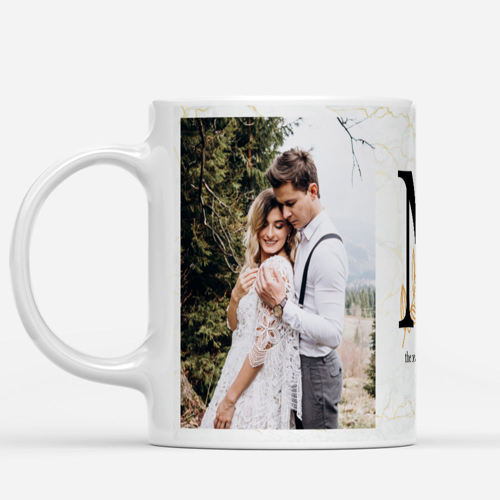 Photo Mug - Photo Mug - Classic Foliage Monogram - Couple Photo Gifts, Wedding, Anniversary, Engagement, Valentine Gifts For Couples
