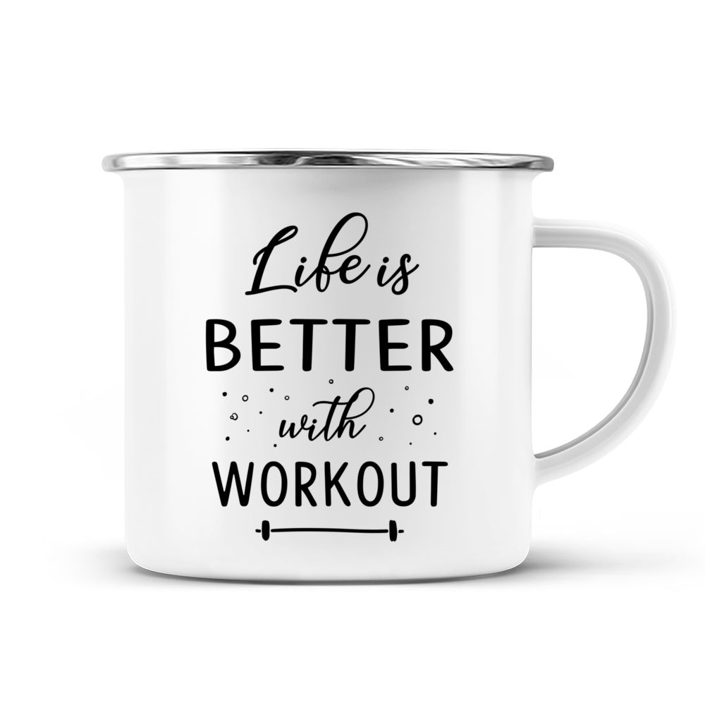 Workout Mug - Gym Mug - Eat. Sleep. Lift. Repeat. - Gym Coffee Mug White  11oz