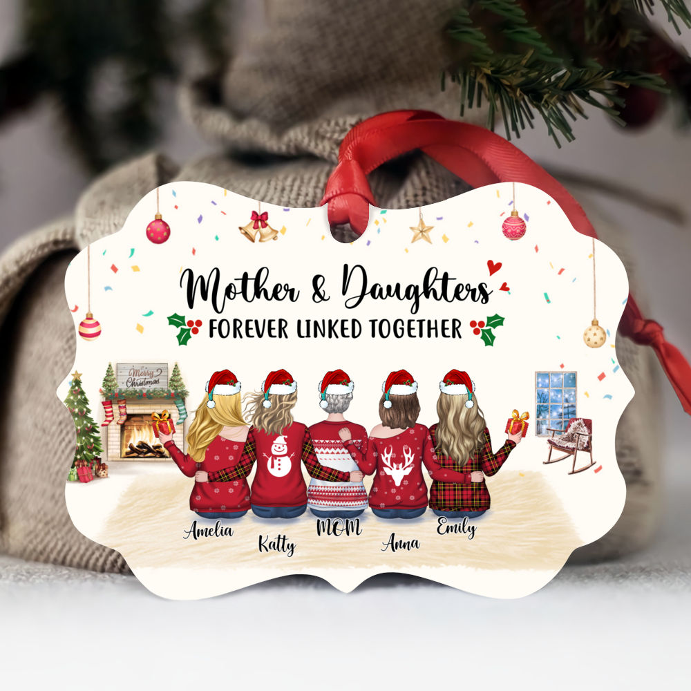 Personalized Ornament - Xmas 2021 - Mother and Daughters Forever Linked  Together (M)