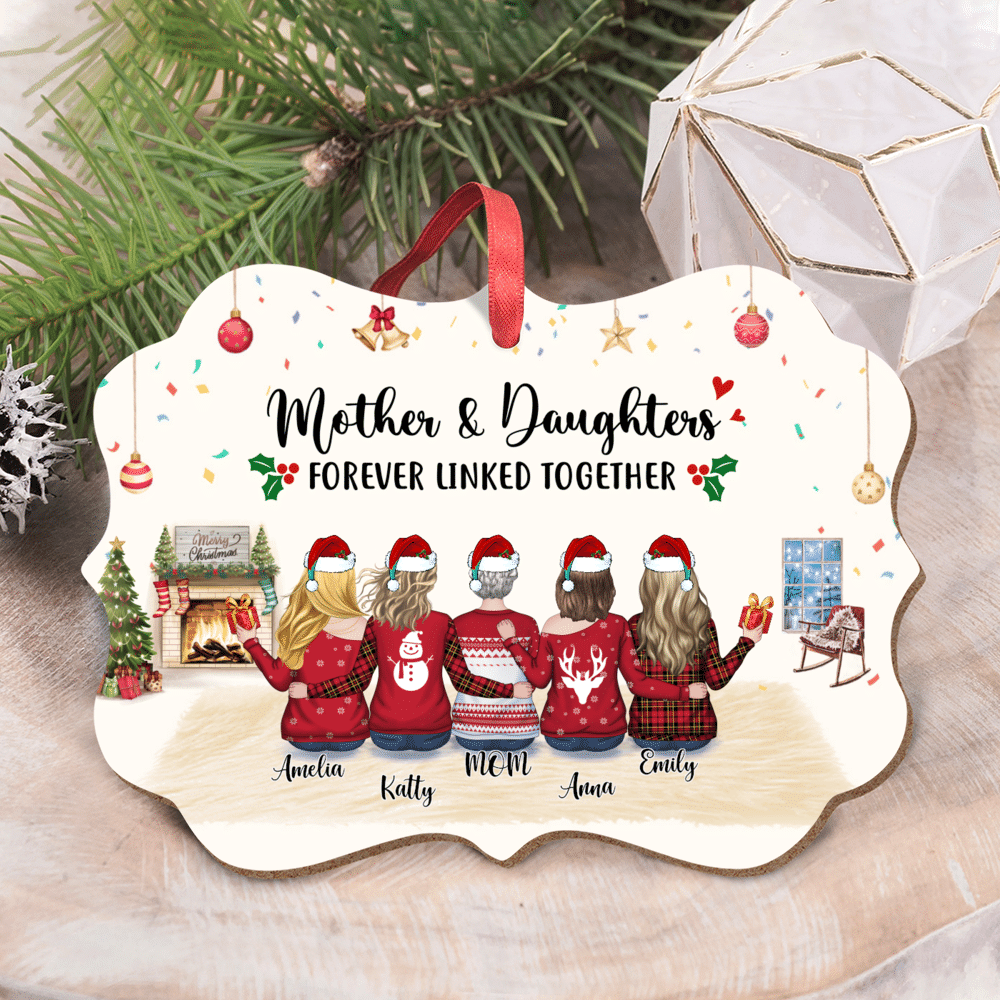 Personalized Ornament - Xmas 2021 - Mother and Daughters Forever Linked  Together (M)