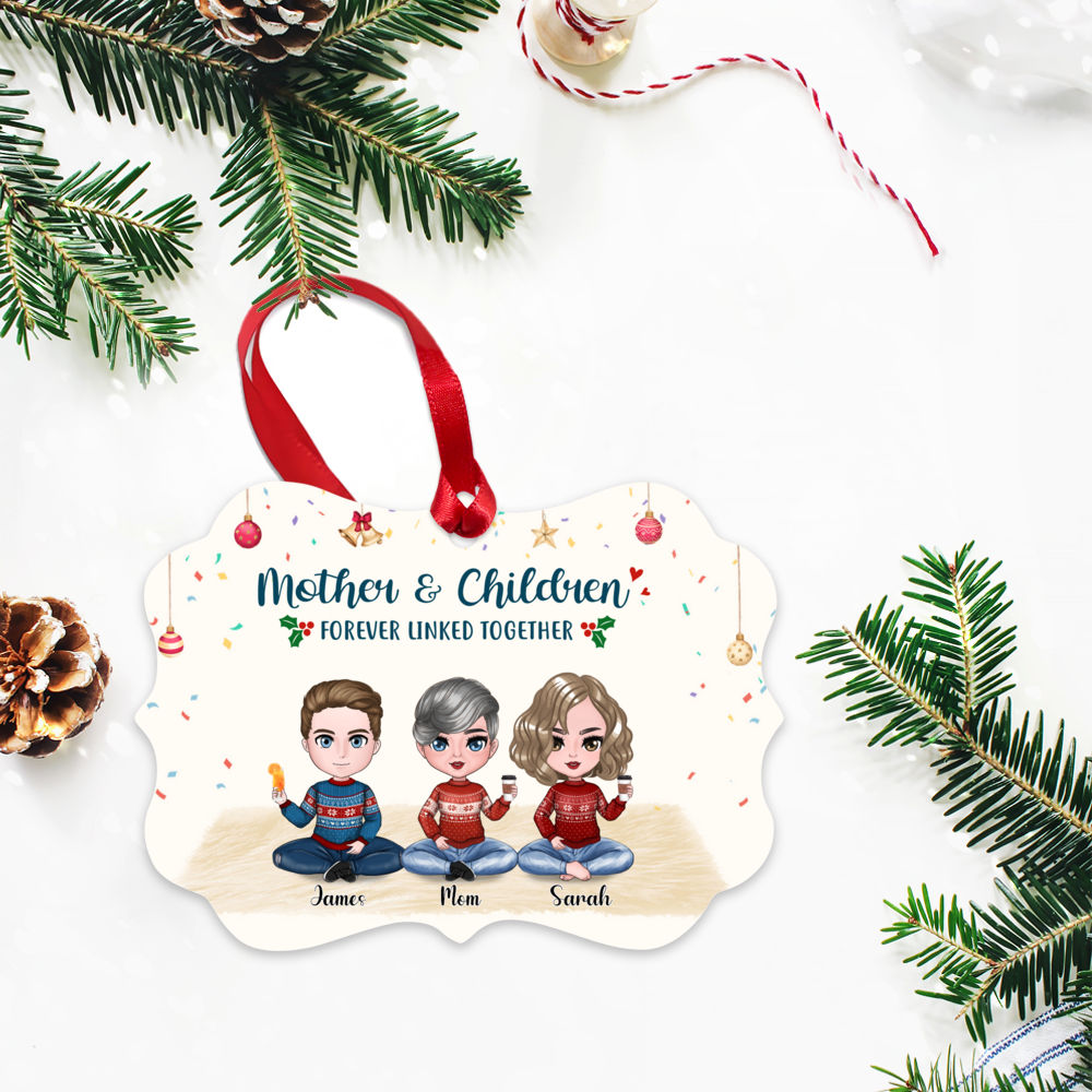 Personalized Ornament - Mother and Children - Xmas Ornament - Mother And Children Forever Linked Together_2