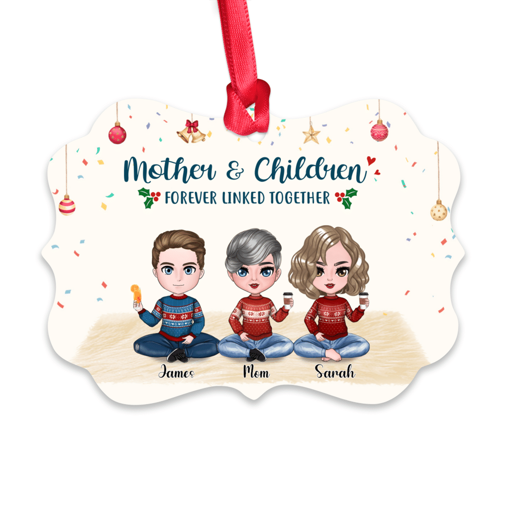 Personalized Ornament - Mother and Children - Xmas Ornament - Mother And Children Forever Linked Together_1
