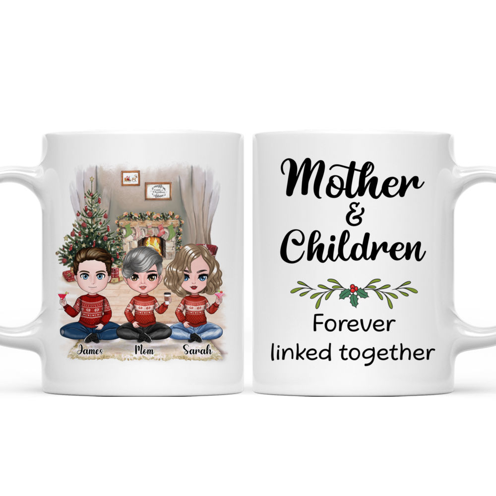 Personalized Mug - Mother & Children - Doll Mug - Mother And Children Forever Linked Together_3