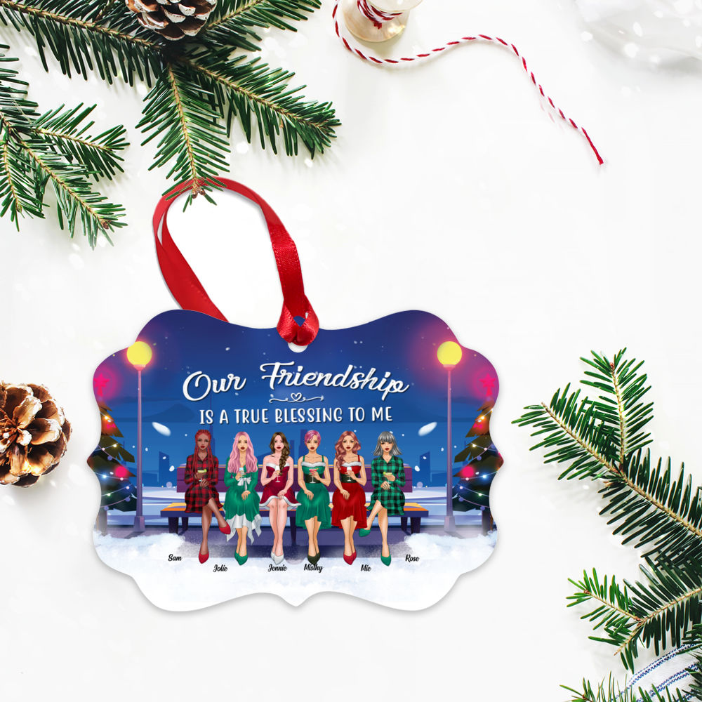 Personalized Ornament - Up to 7 Girls - Our friendship is a true blessing to me_2