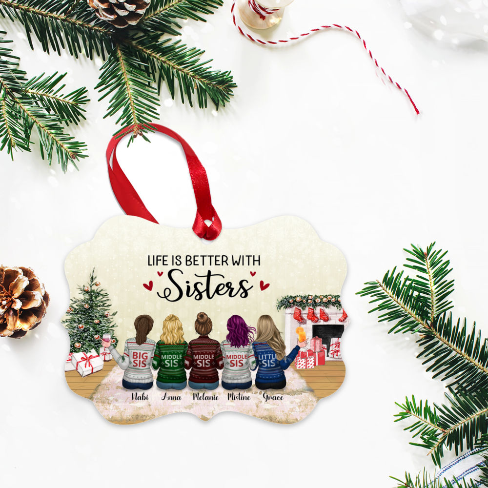 Personalized Ornament - Ornament - Up to 7 sisters - Life Is Better With Sisters (10110)_3