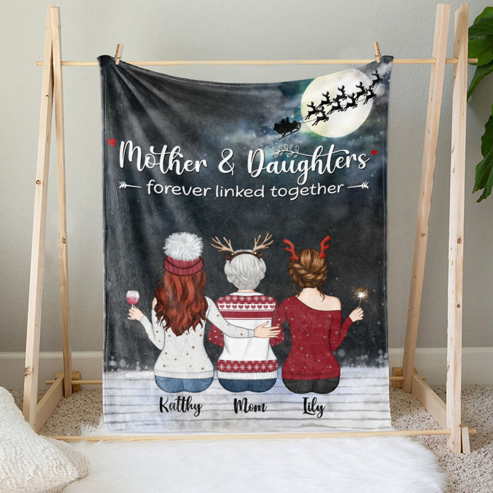 Personalized Fleece Blanket - Mother and Daughter Forever Linked