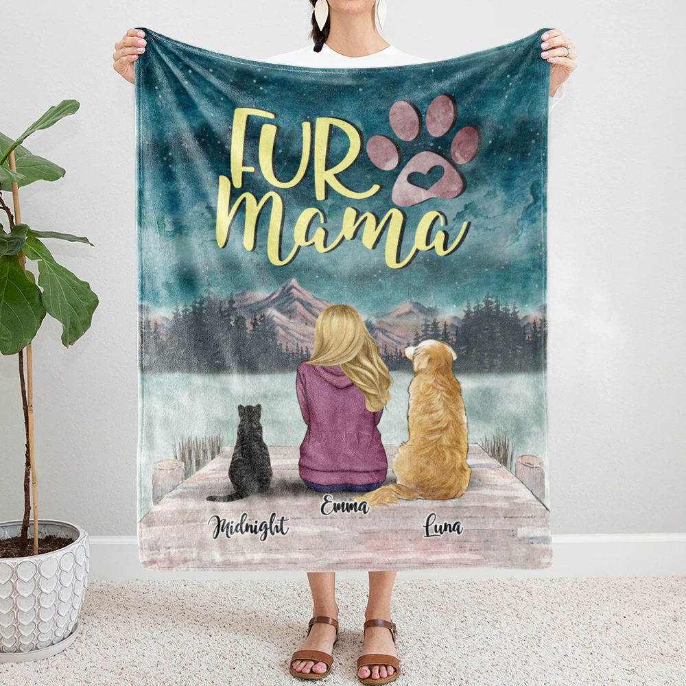 FurReal Blanket - Man/Women, Dog and Cat - Fur Mama (Custom Blankets - Cat  Lover, Dog Lover Gifts) Christmas Gifts