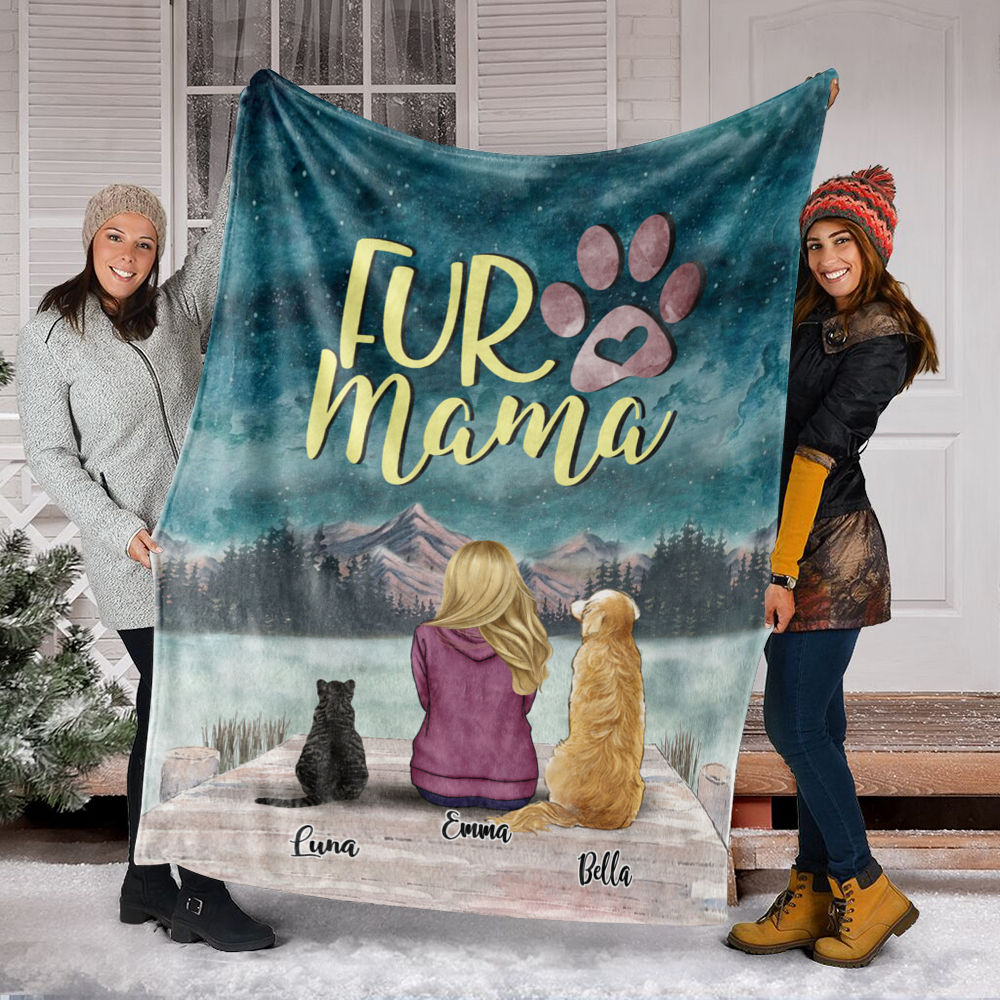 FurReal Blanket - Man/Women, Dog and Cat - Fur Mama (Custom Blankets - Cat  Lover, Dog Lover Gifts) Christmas Gifts