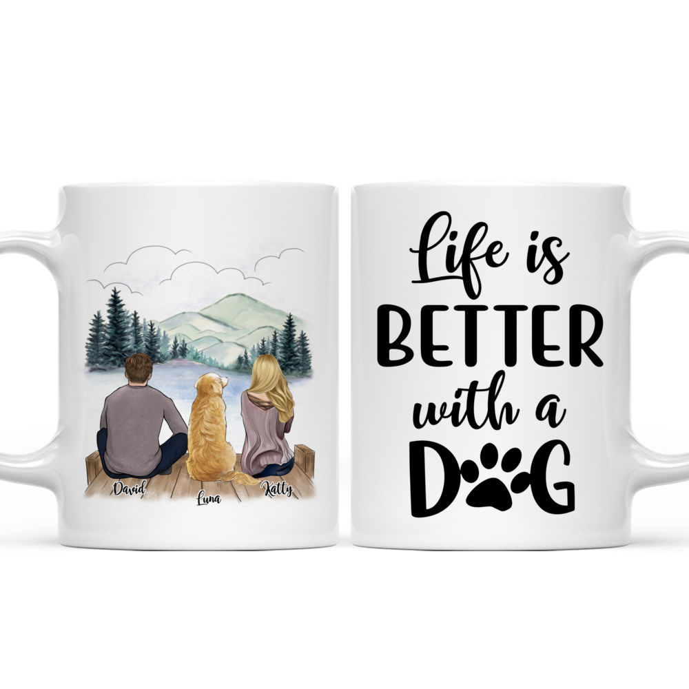 Personalized Mug - Couple and Dog - Life Is Better With A Dog - Valentine's Gifts, Couple Gifts, Gifts For Her, Him_3