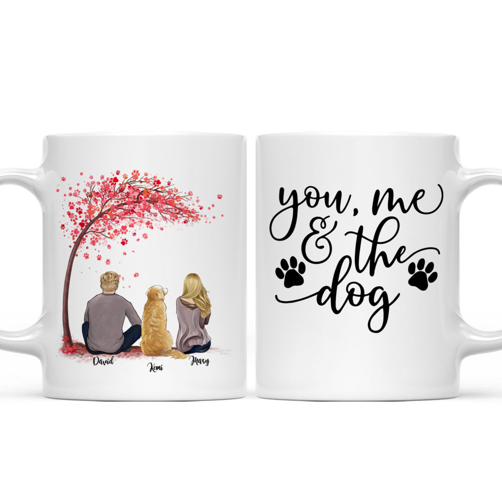 Girl and Dogs - Couple and Dog- You Me and The Dog BG option - Couple Gifts, Dog Lover Gifts, Christmas Gifts For Couple - Personalized Mug_3