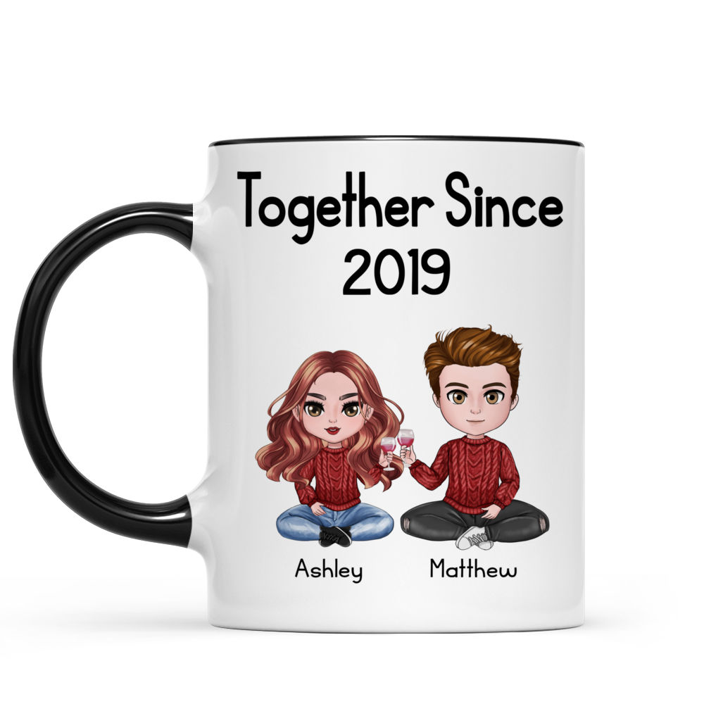 Set of 2 Matching the Day We Became Us Personalized Mugs, Anniversary Gift,  His and Hers Mugs, Custom Couple Mugs, Couples Mug Set 