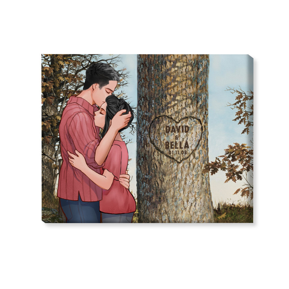 Personalized Wrapped Canvas - Couple - Heart Carved Tree (10729)_1