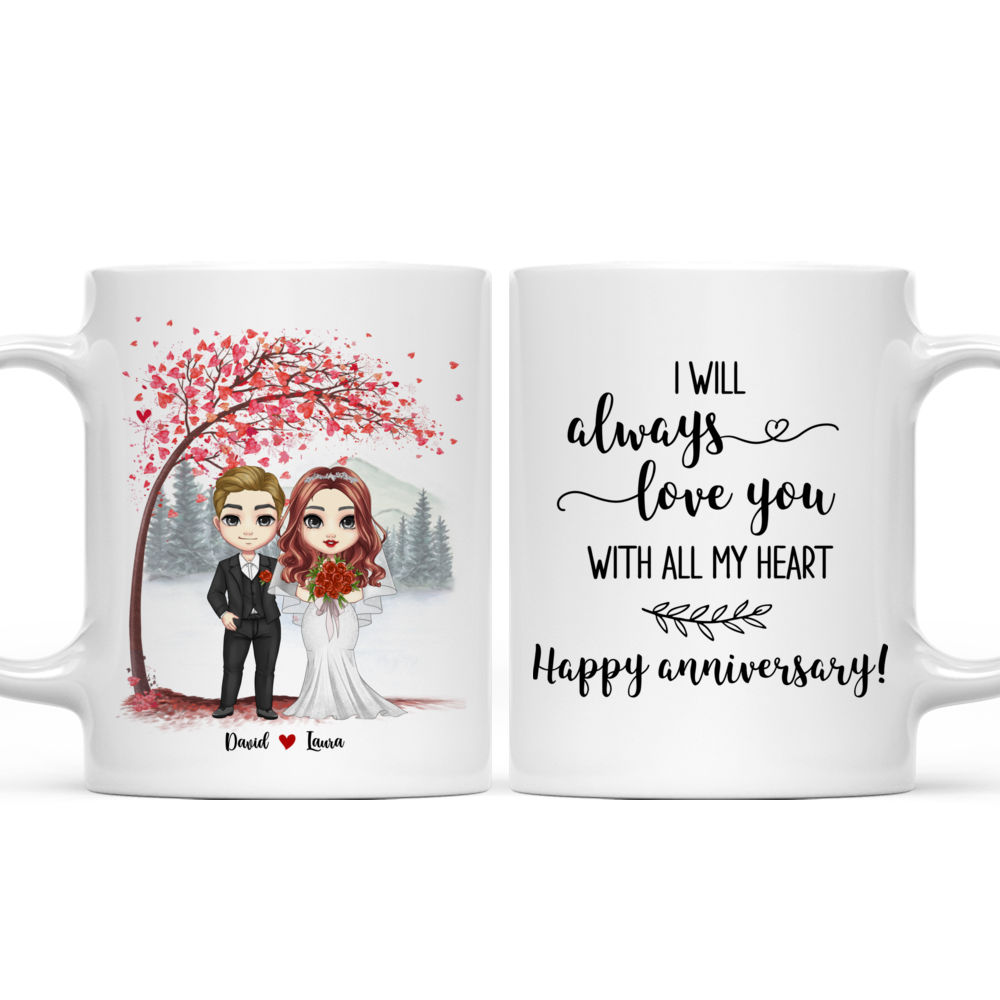 Personalized Mug - Couple Mug - I Will Always Love You With All My Heart, Happy Anniversary! - Wedding, Valentine's Day Gifts, Couple Gifts_4