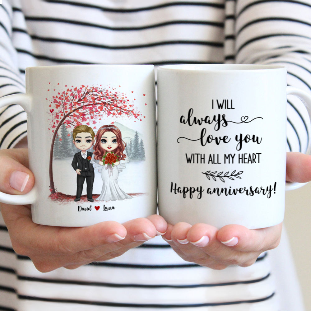 Personalized Mug - Couple Mug - I Will Always Love You With All My Heart, Happy Anniversary! - Wedding, Valentine's Day Gifts, Couple Gifts_1