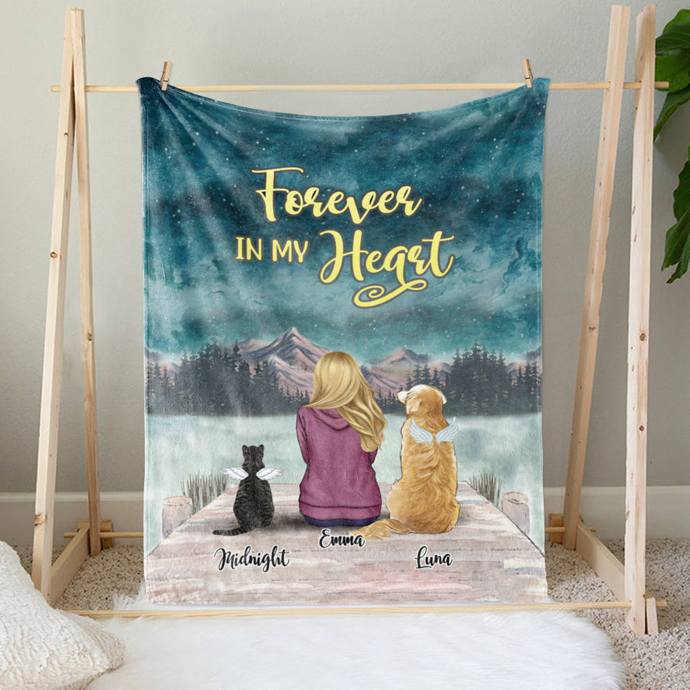 Cat Lover/Dog Lover Gifts - FurReal Blanket - Man/Women, Dog and Cat - Forever In My Heart (Custom Blankets For Dog Lovers/ Cat Lovers) - Personalized Blanket_1