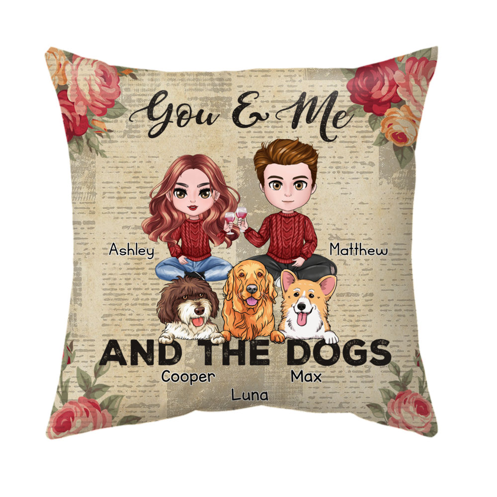 Couple - You & Me And The Dogs - Personalized Pillow_1