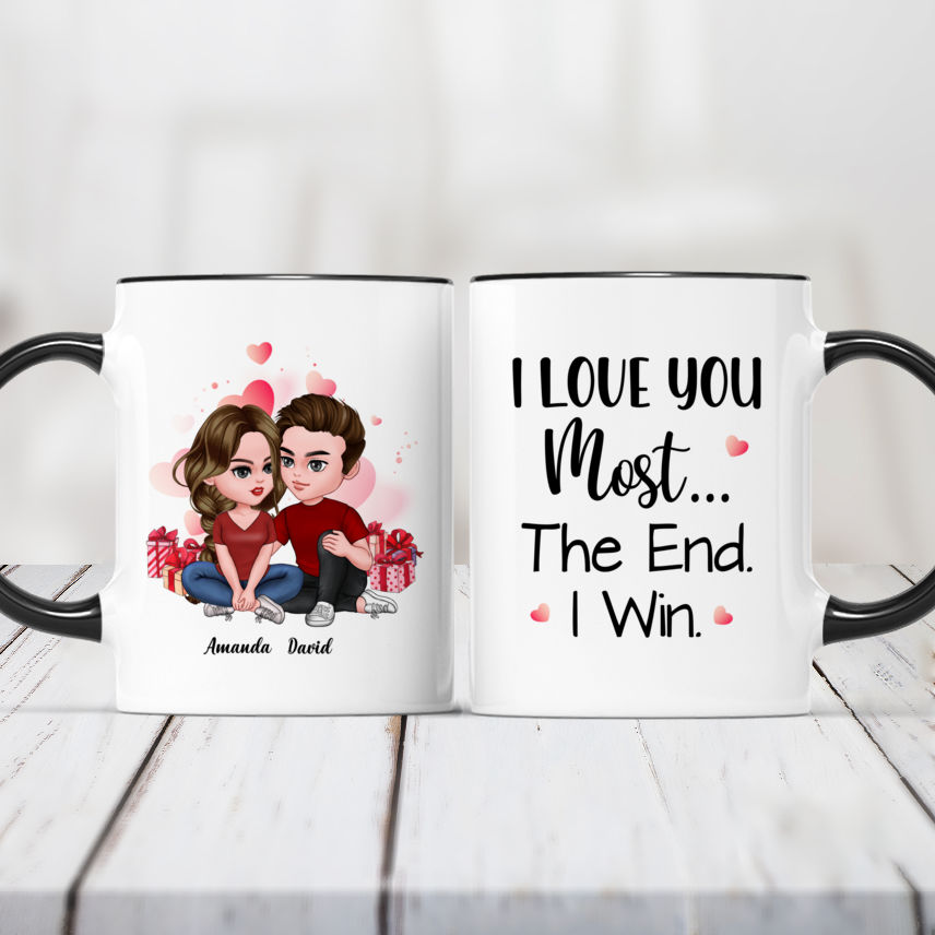 I love you more, I love you most cute couple mug SET, Anniversary