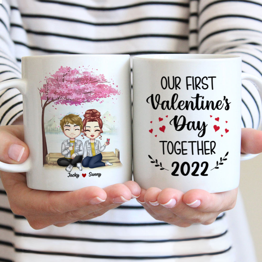 Personalized Mug - Valentine Couple Chibi - Our First Valentine's Day Together 2024 - Couple Gifts, Valentine's Day Gifts, Valentine Mug