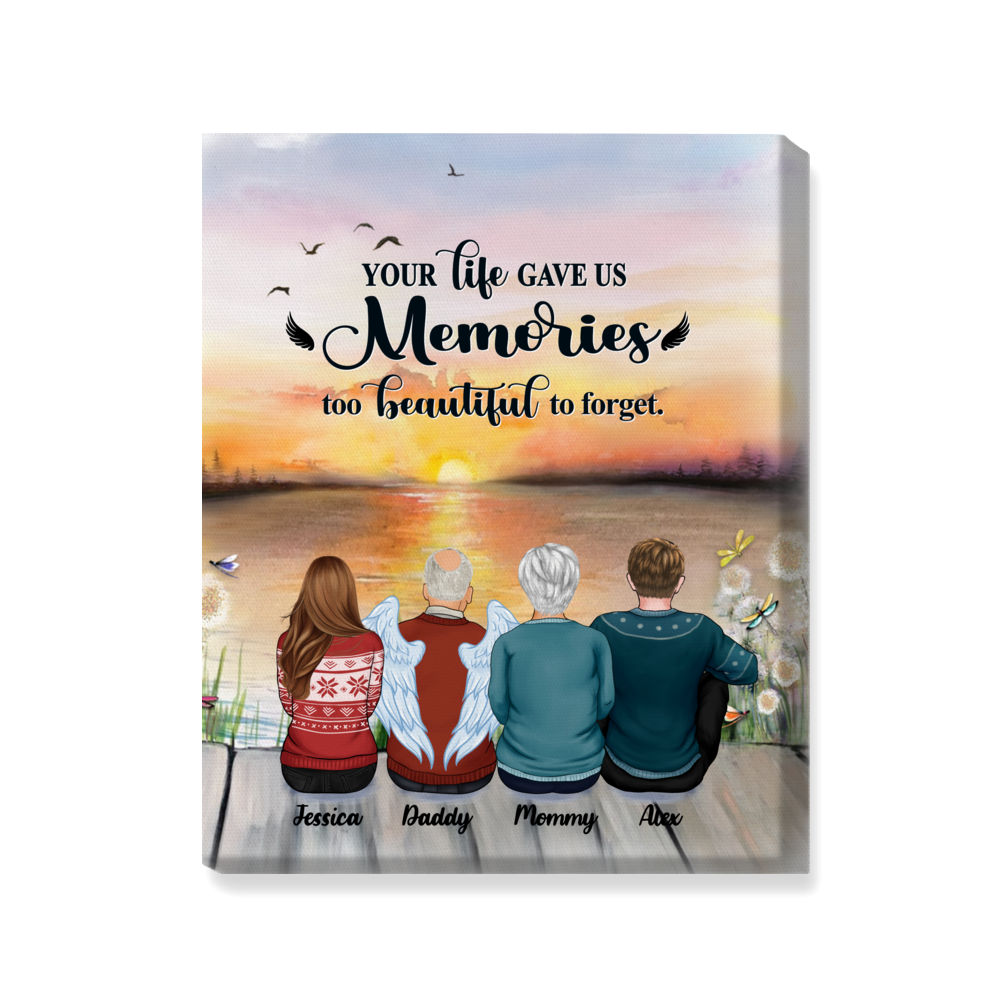 Memorial Canvas - Your Life Gave Us Memories Too Beautiful too Forget  (BG Sunset) - Personalized Wrapped Canvas