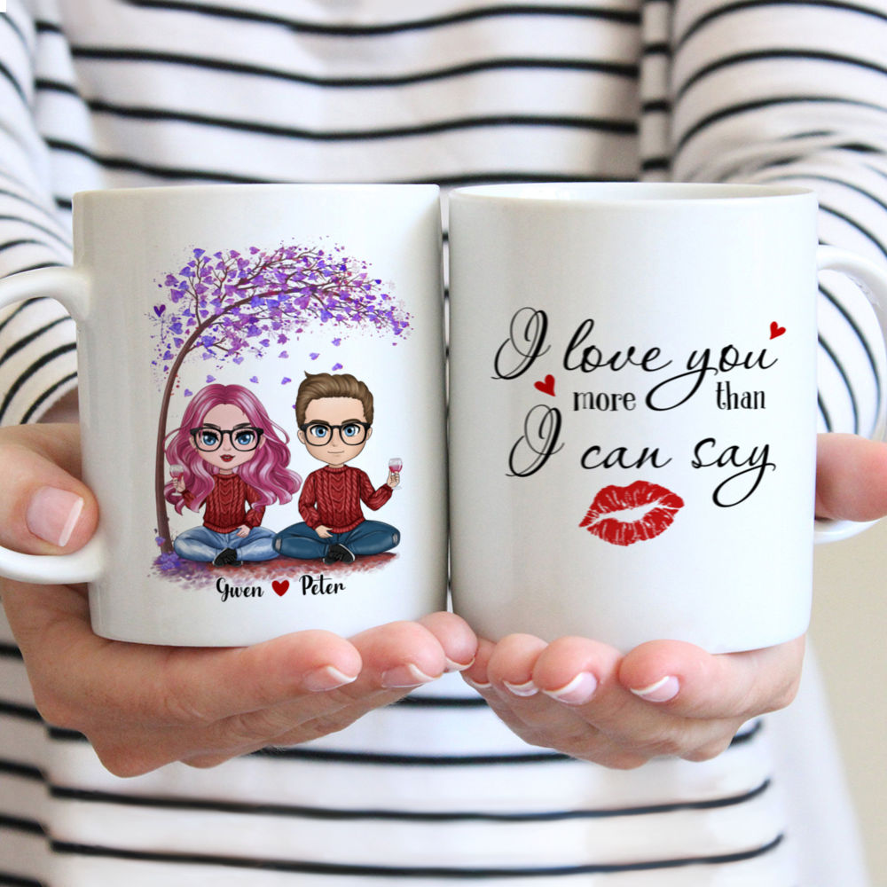 Personalized Mug - The Best Gift for Valentine's Day - Chibi Couple - I Love You More Than I Can Say