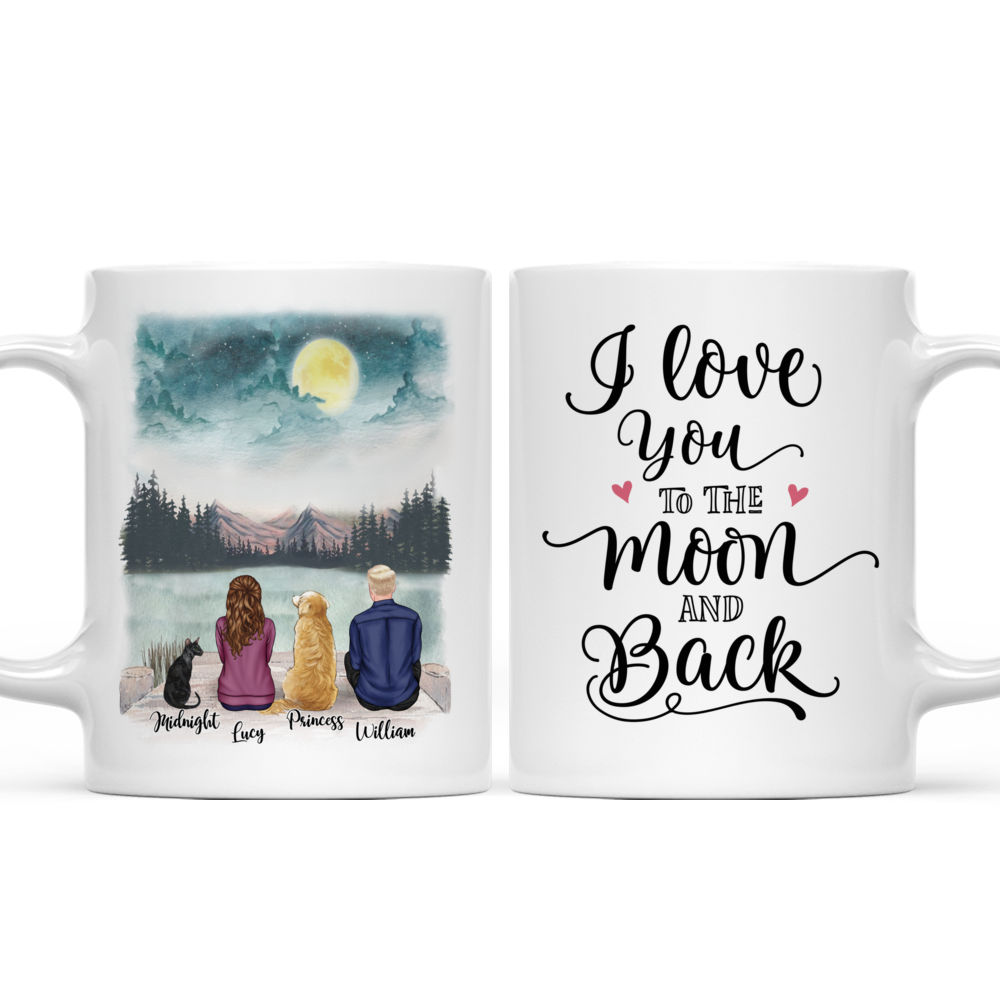 Couple and Dog/Cat Mug - Couple Gifts - I Love You To The Moon And Back - Valentine Gifts, Anniversary, Birthday, Christmas Gifts - Personalized Mug_3