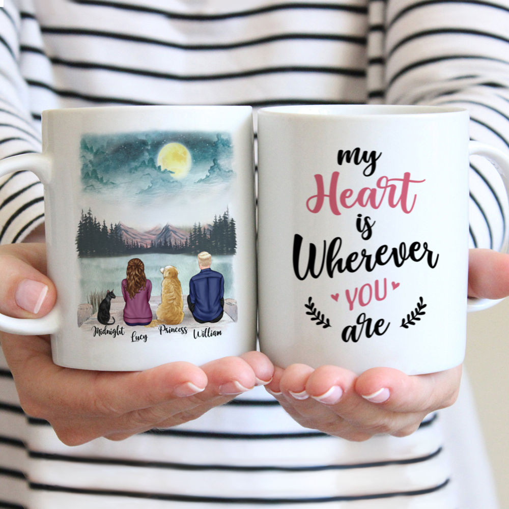 Personalized Mug - The Best Gift for Valentine's Day - Couple and Dog/Cat Mug - My Heart Is Wherever You Are