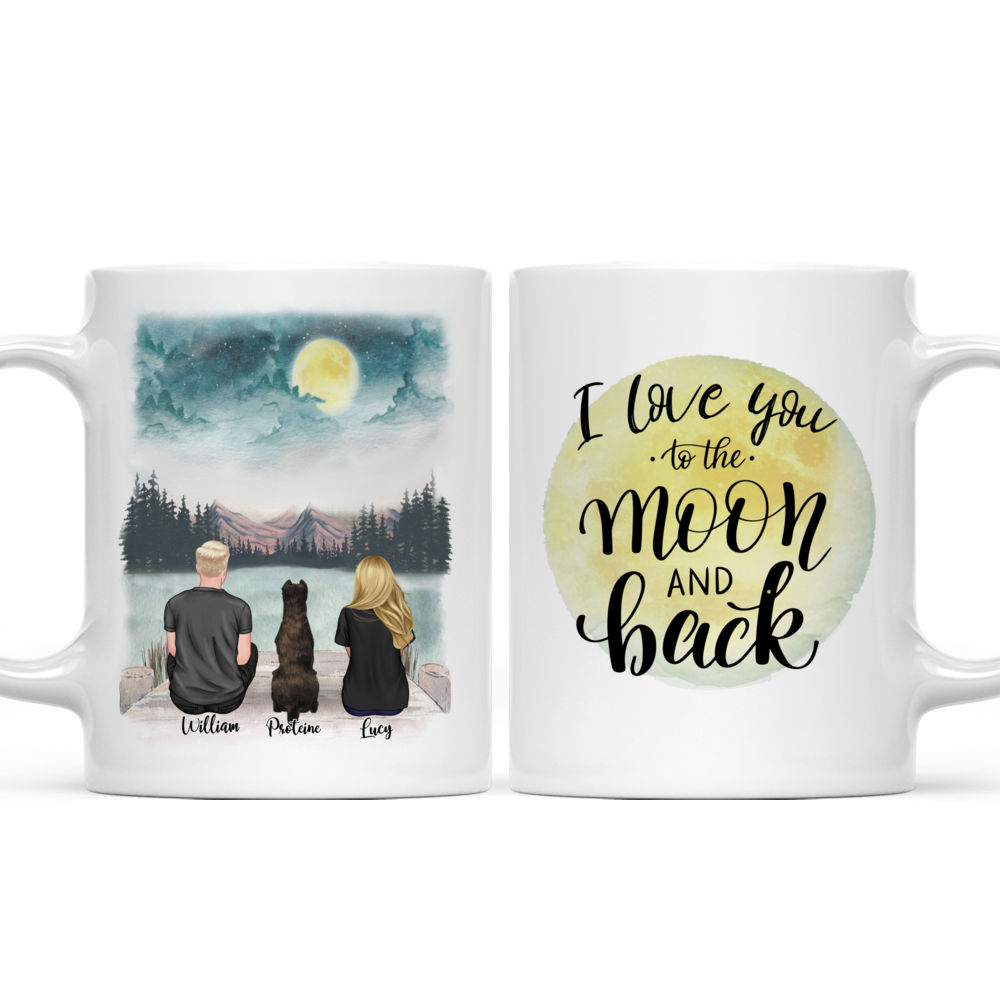 I Love You To The Moon And Back (Moon), Couple and Dog/Cat Mug