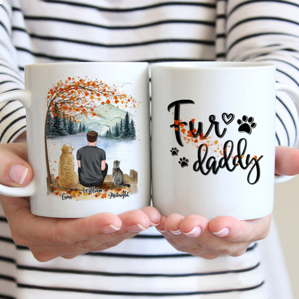 Dog Lover/Cat Lover/Pet Lover Gifts - Women/Man/Boy/Girl and Cat/Dog - Fur Daddy - Orange Color Tree (Custom Mug For Dog Lover/ Cat Lover/ Pet Lover) - Personalized Mug