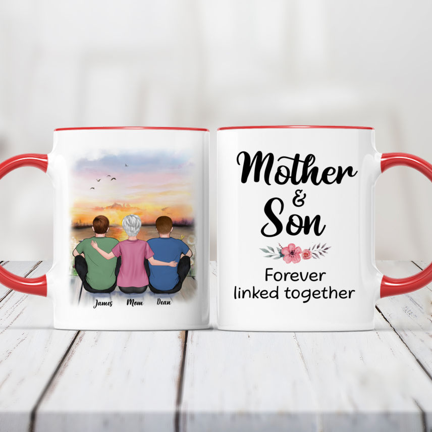 Personalized Mother & Son Mug - Mother And Sons Forever Linked