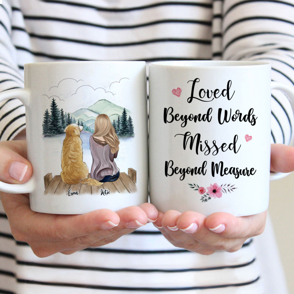 Personalized Mug - Girl and Dogs - Loved beyond words. Missed beyond measure.