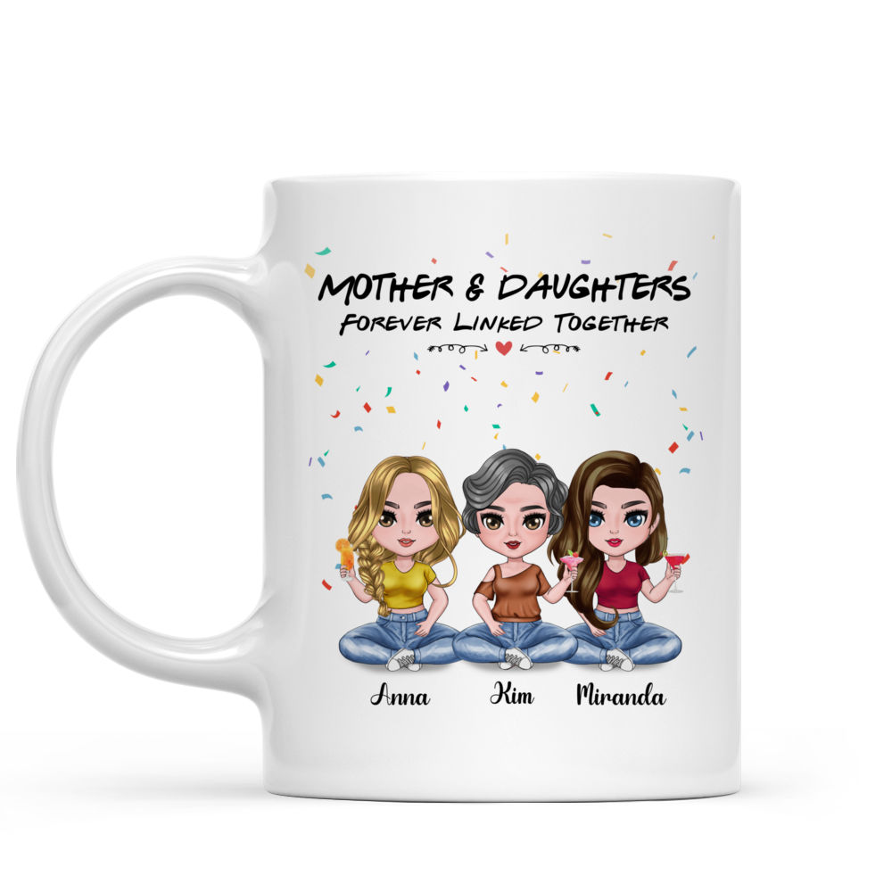 Mother & Daughters Forever Linked Together Mug - Personalized