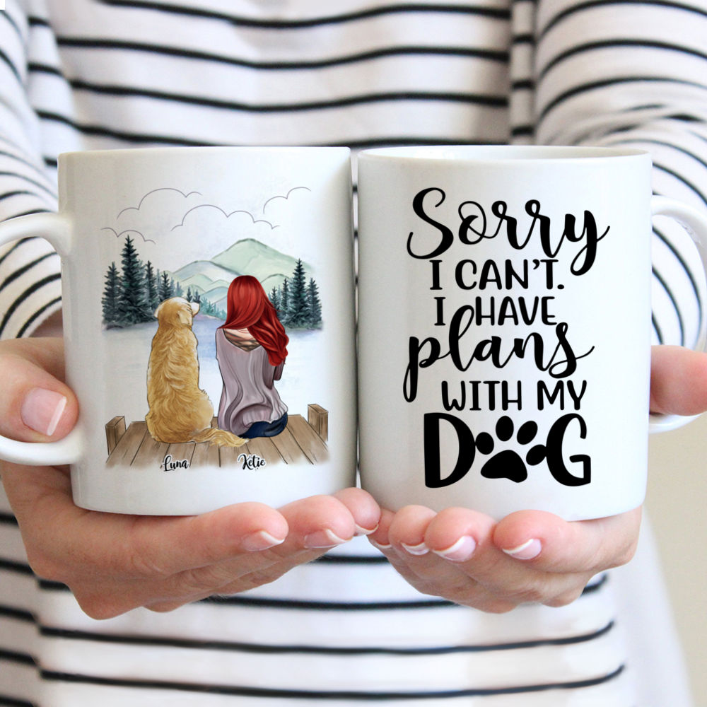 Personalized Mugs Girl and Dogs - Sorry I can't I have plans with my dog