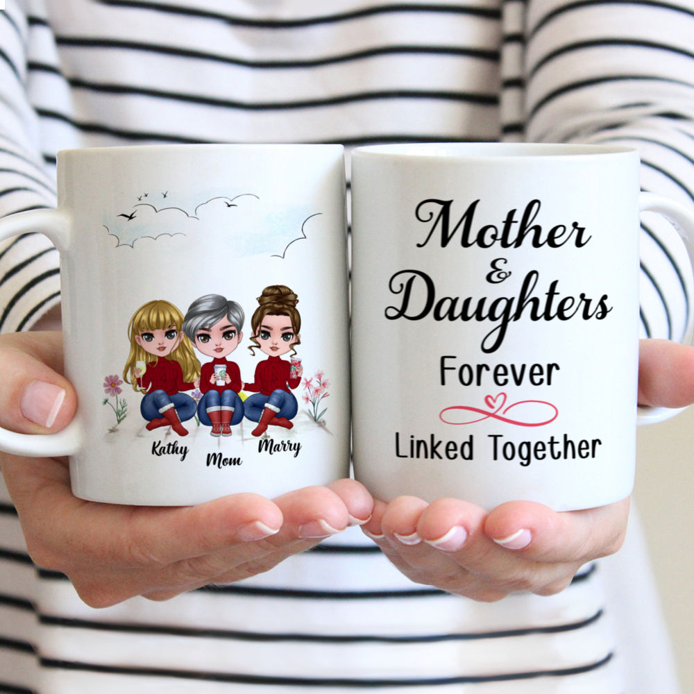 Mother And Daughters Forever Linked Together - Personalized Tumbler Cu –  Macorner