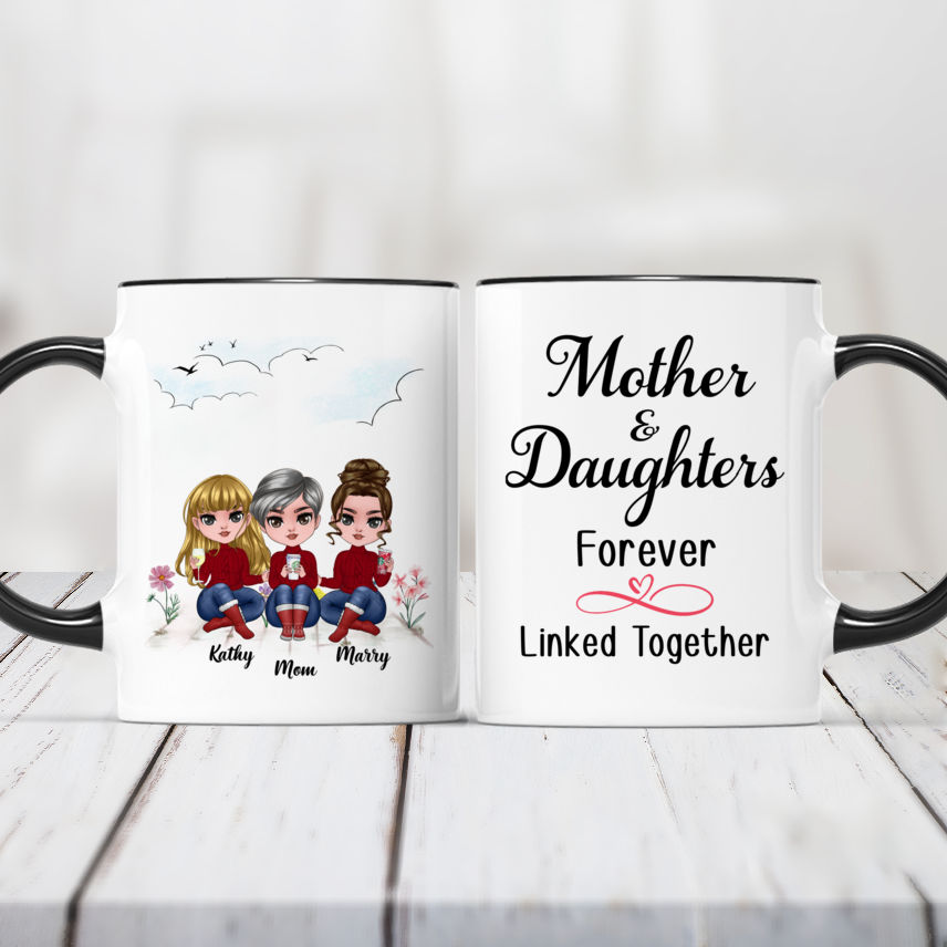 Mother And Daughters Forever Linked Together - Personalized Tumbler Cu –  Macorner