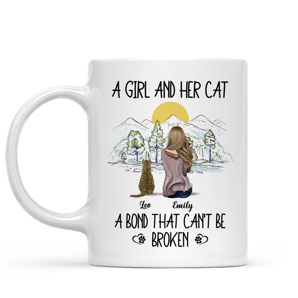 A Bond that Can't Be Broken Mug - Personalized Girl and Cat Mug_1