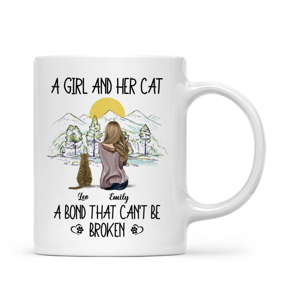 A Bond that Can't Be Broken Mug - Personalized Girl and Cat Mug_2