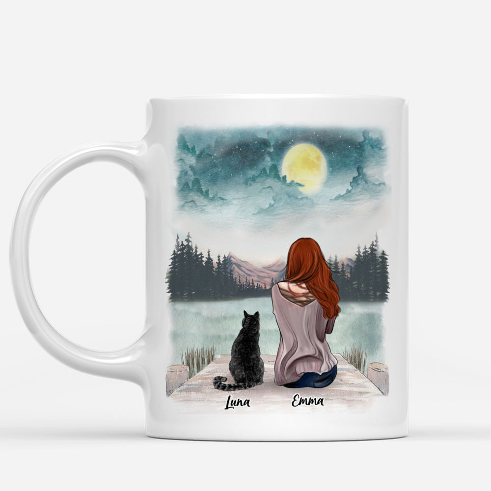 Personalized Mug - Girl and Cats - I love you to the moon and back v2_1