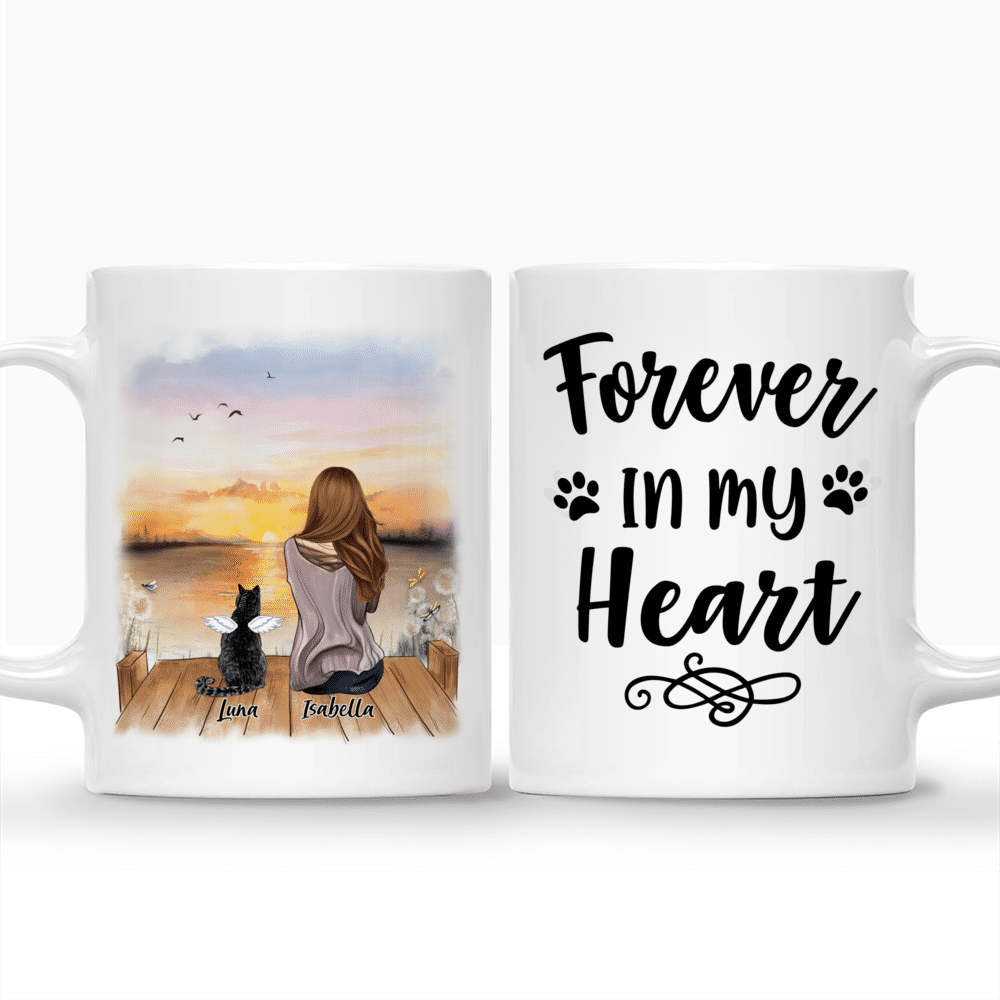 Girl and Cats - Forever In My Heart v2 - Personalized Mug_3