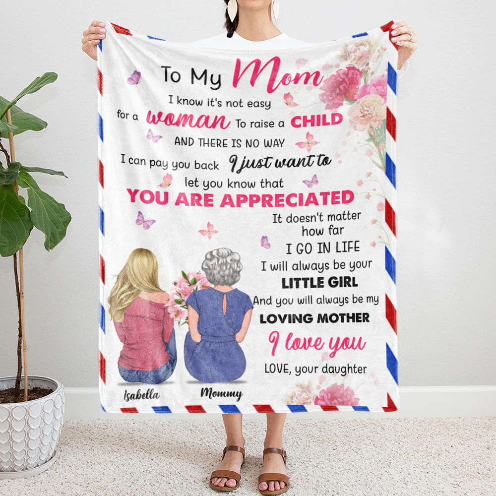 Mom Gifts from Daughter, Mom Birthday Gift Blanket, Mothers Gifts from  Daughter, 60 X 50 Pink Soft Flower Blanket for Mom, I Love You Mom  Blanket