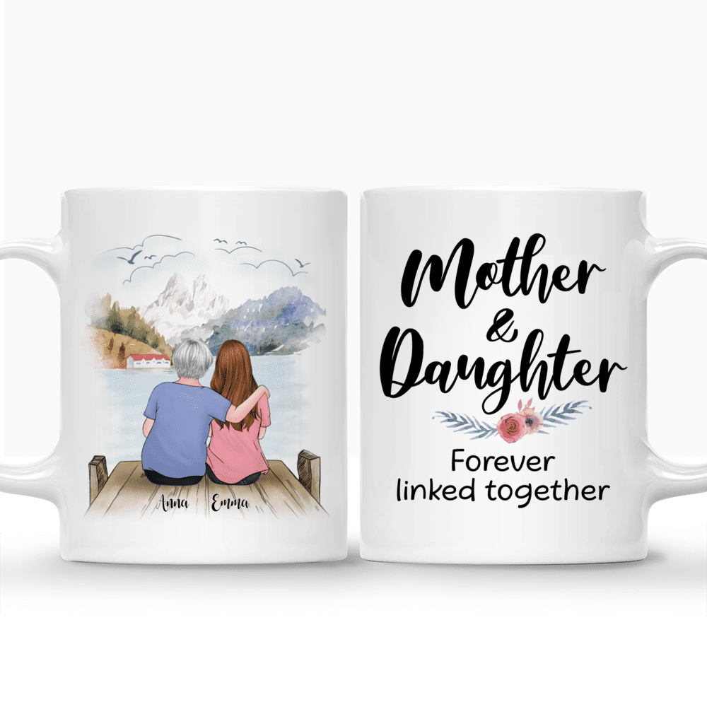 Personalized Mug - Family - Mother & Daughter Forever Linked Together v2 - Mother's Day Gift For Mom, Grandma_3