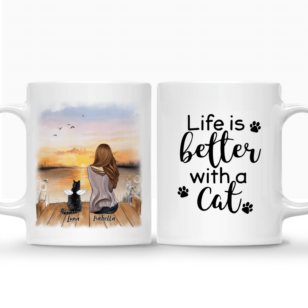 Personalized Mug - Girl And Cats - Life Is Better With A Cat_3