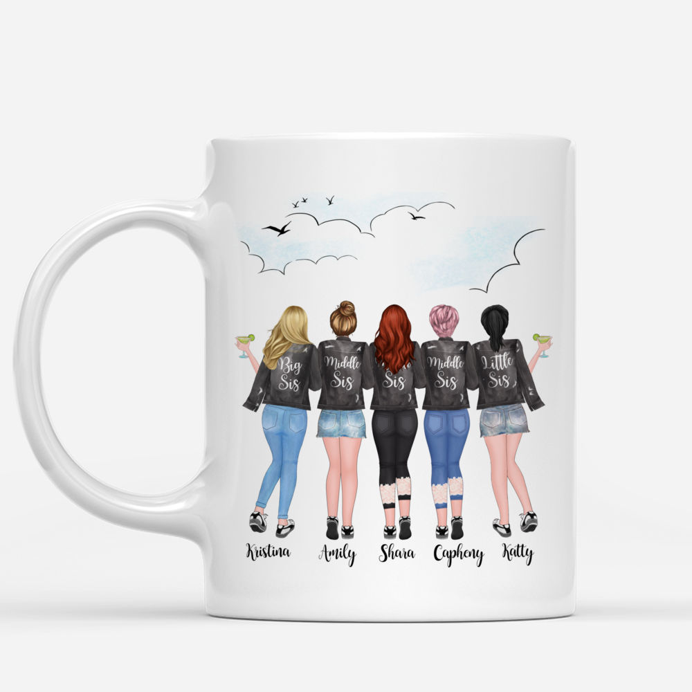 Personalized Mug - 5 Sisters - Sisters forever, never apart. Maybe in distance but never at heart._1