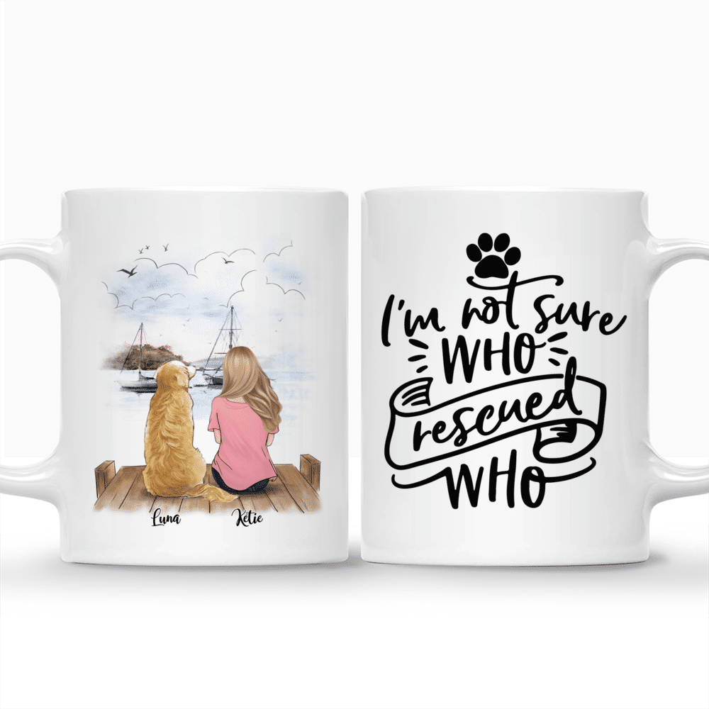 Personalized Mug - Girl and Dogs - I'm not sure who rescued who._3