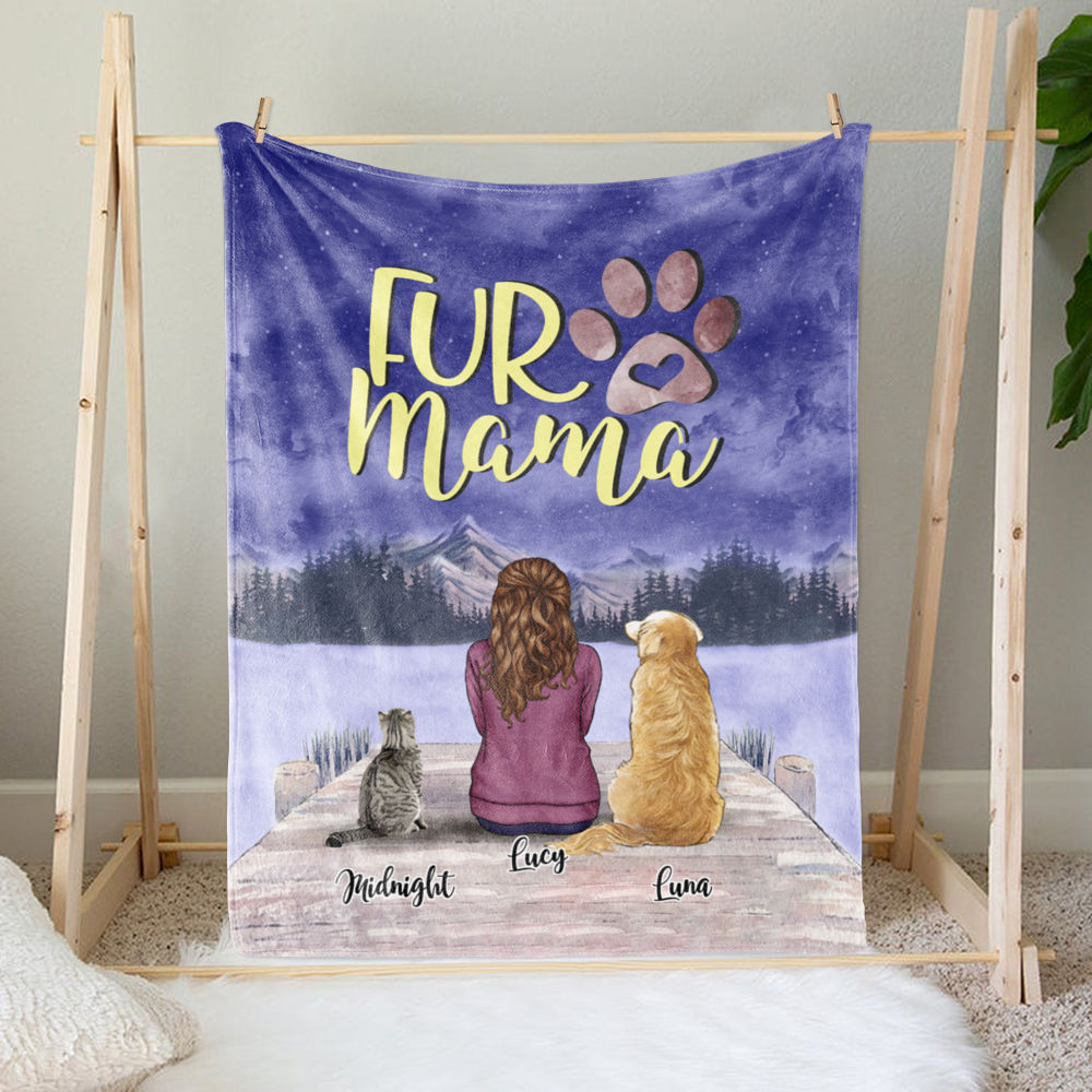 Personalized Blanket - FurBaby- Man/Women, Dog and Cat - Fur Mama - Very Peri - Gifts For Dog Lovers, Birthday Gifts, Mother's Day Gifts_1